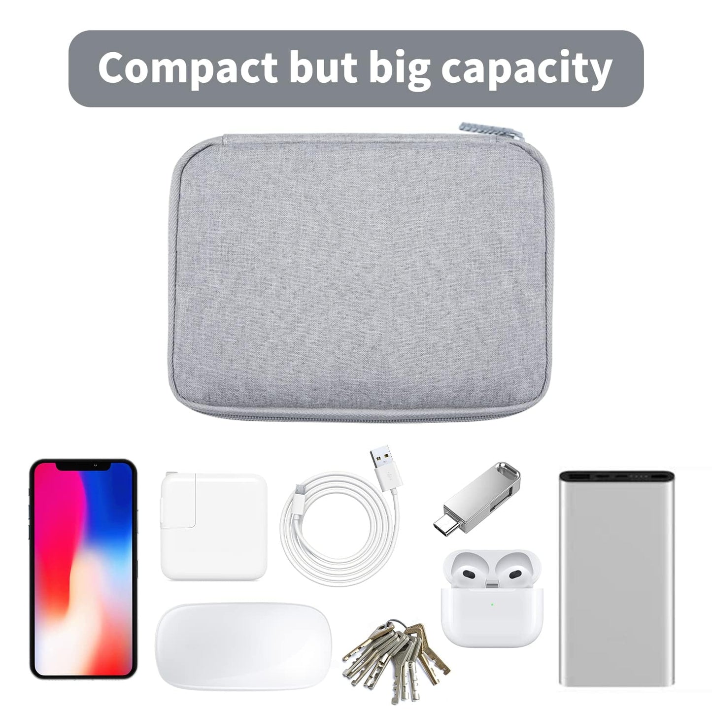 Gelasgo Cable Organizer Bag,Large Capacity Electronics Accessories Travel Storage Pouch for USB, SD Card, Headset Wire, Game Cards, PC Charger, Headset Wire,Adapter, External Hard Drive