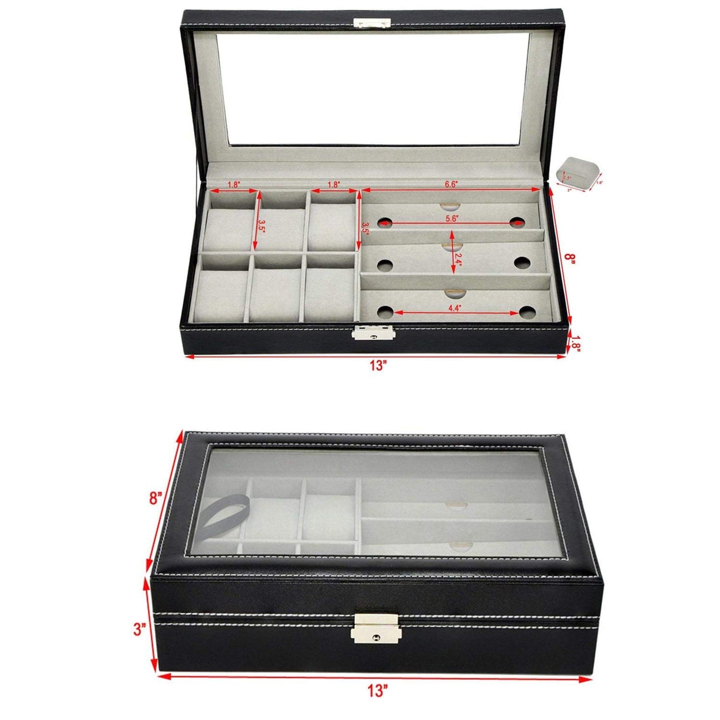 Jewelry Storage Box Watch Box Organizor with Drawer Leather Case for Watch Jewelry Display