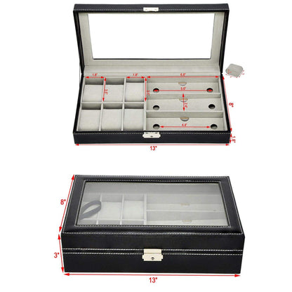 Jewelry Storage Box Watch Box Organizor with Drawer Leather Case for Watch Jewelry Display