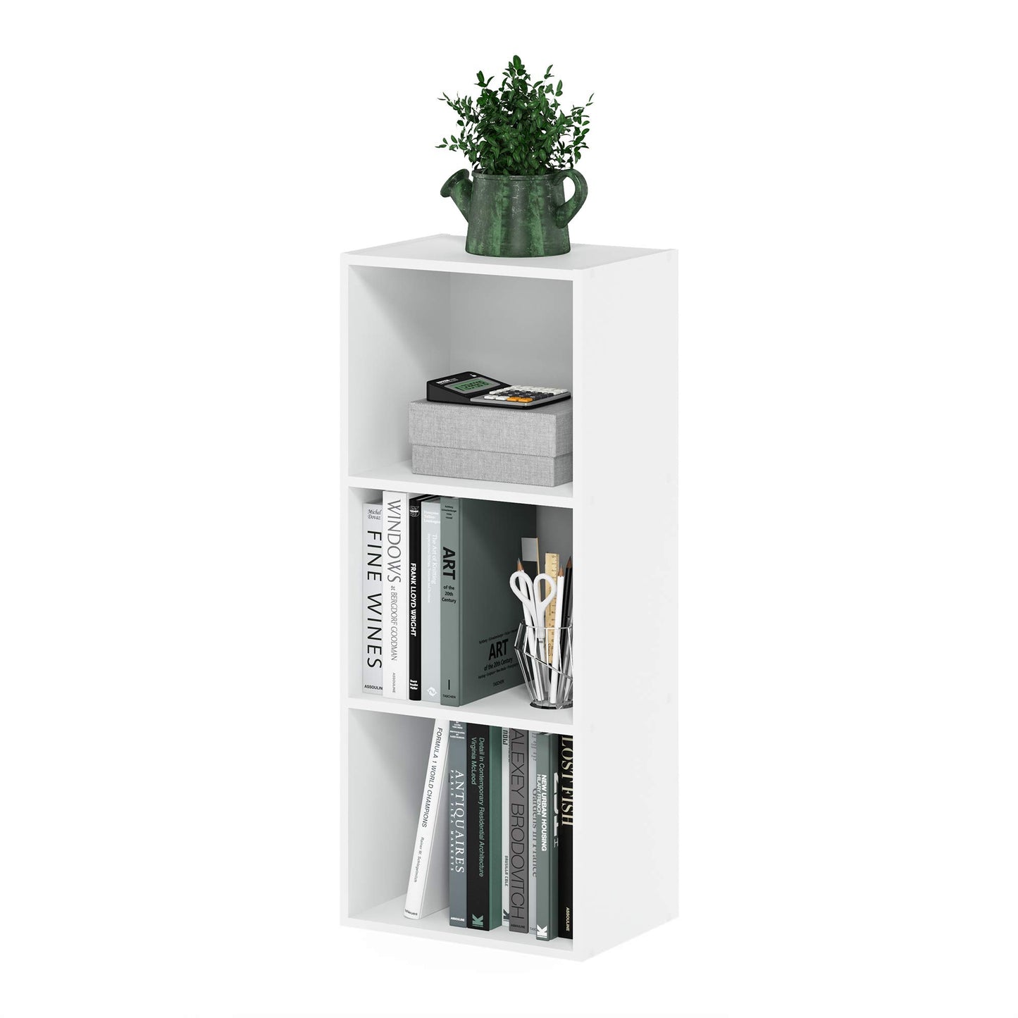 Luder 3-Tier Open Shelf Bookcase, a versatile and minimalist storage solution for books and decor, perfect for small spaces, presented in a clean and simple White finish