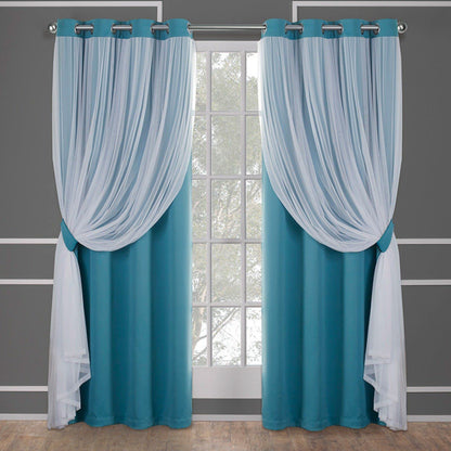 Voile Sheer Panel Pair with Insulated Blackout Room Dark,Rich steel Grommet, Set of 1 Panel