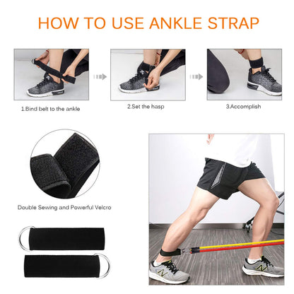 Exercise Resistance Bands Set 5 pcs for Strength Training and Fitness – Tension Tubes with Handles, Door Anchor, Ankle Straps, Carry Bag, Band Guard, and Workout Guide for Men and Women
