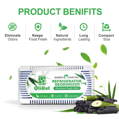QliHut Fridge Deodorizer (5 Pack) Natural and Unscented Activated Charcoal Refrigerator Deodorizer - Fridge Odor Eliminator for Freezers, Coolers, and Lunch Boxes