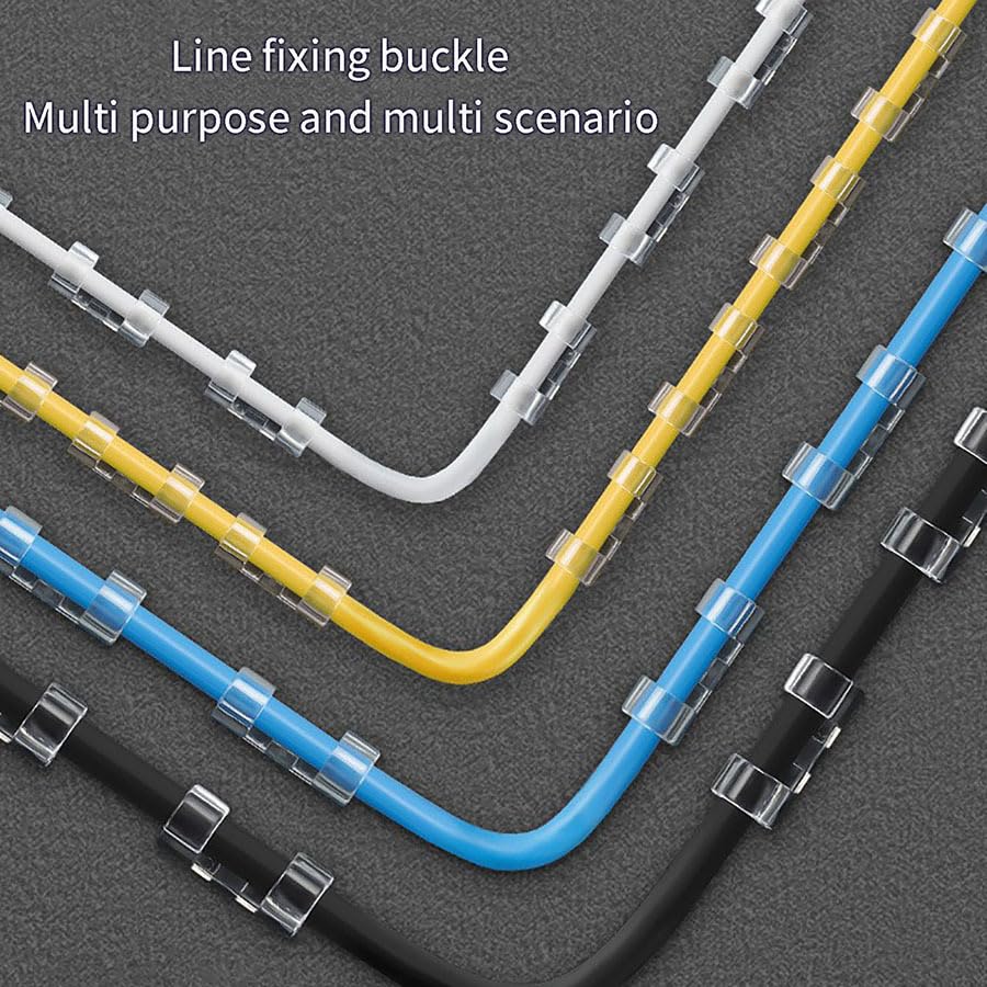 SYGA Pack of 20 Self-Adhesive Cable Clips Organizer Drop Wire Holder Cord Management System (Transparent)