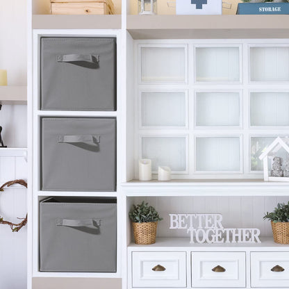 Fabric Storage Cubes, Set of 4 Collapsible Foldable Organizer Bins with Handles, Durable Non-Woven Boxes for Closet, Shelves, Nursery, Office or Home Use, Grey