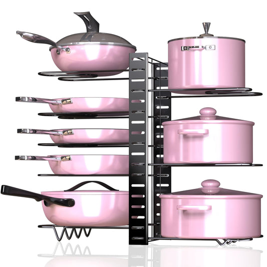Pot And Pan Organizer For Cabinet,With 8 Tiers Adjustable Pots And Pans Organizer For Cabinet,3 Diy Methods Pan Organizer Rack For Cabinet,Pot Lid Organizer Under Cabinet Organizer Pot Rack Storage