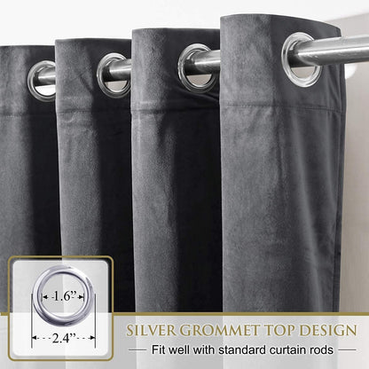 Elegant Velvet Curtains - Thermal Insulated Curtains for Living Room,steel Grommets - Light Blocking Shades - 2 panels