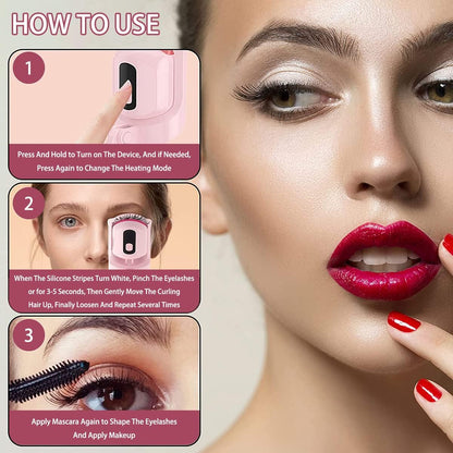 YelaJoy Heated Eyelash Curler, USB Rechargeable, 3 Heat Modes, LCD Display, Pink