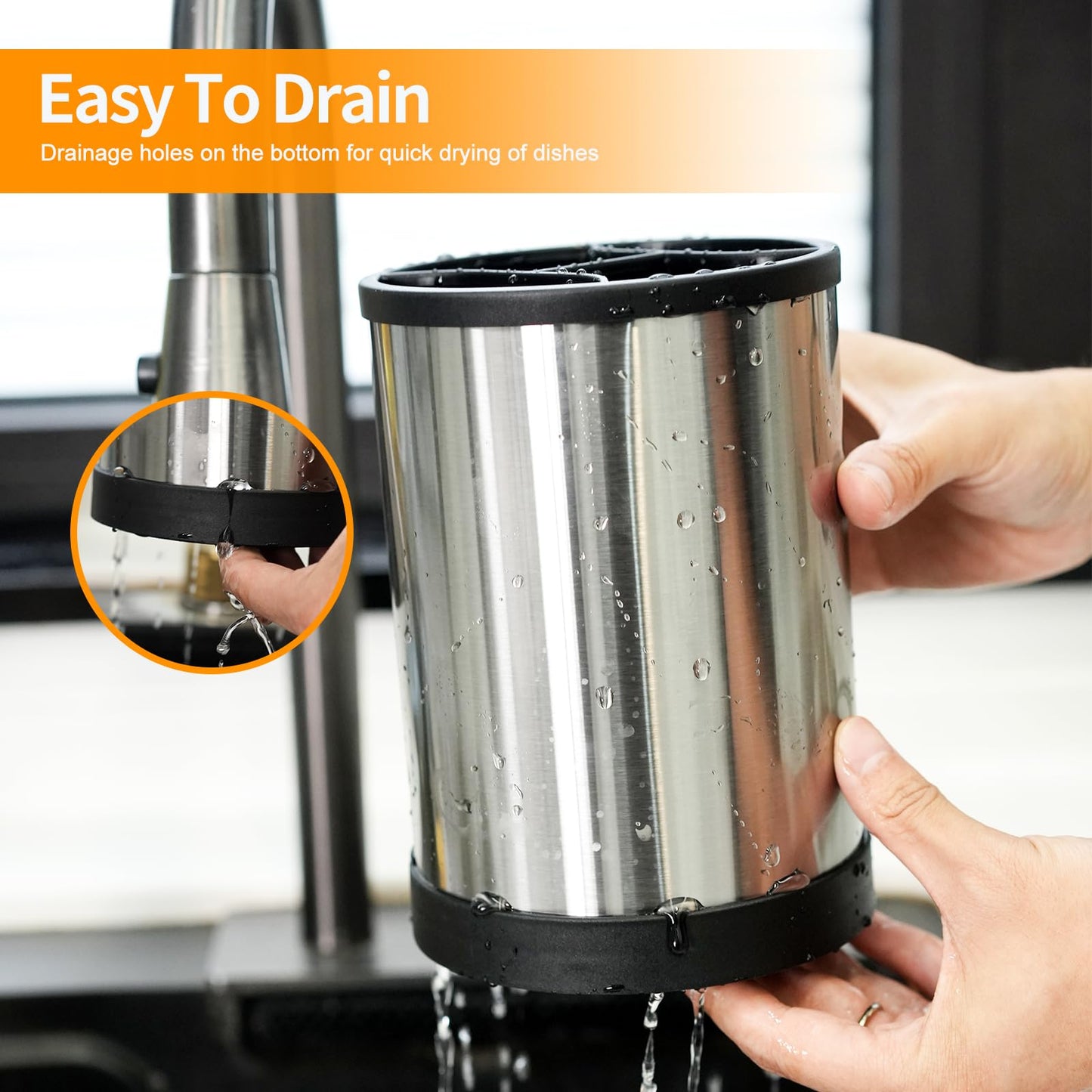 Rotating Utensil Crocks,360° Rotating Storage Rack, Rotary Stainless Steel Kitchenware Storage Bucket, Basic Kitchen Container for Kitchen Countertops, Kitchenware Holder for Kitchen Countertops