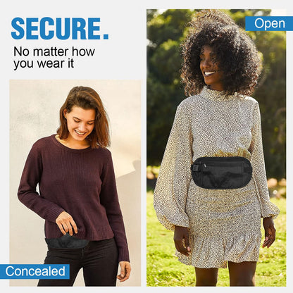 WKRTDY 1 x Flat Waterproof Bum Bag with RFID Protection, Anti-Theft Security and Sports Belt, Ideal as a Men's or Women's Wallet, Waist Bag or Neck Pouch