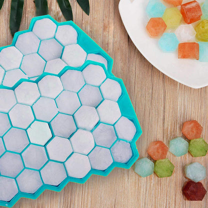 Azyh Ice Cube Trays with Lid, 2 Pack Silicone Ice Cube Trays with Lid-37 Grid, Easy-Release 74 PCS Small Ice Cubes for Iced Coffee Cocktail Whisky Chocolate Soup Food,BPA Free,Durable,Dishwasher Safe