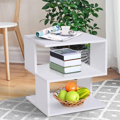 Modern Square 2-Tier Wooden Side Table in White, 40x43x40cm, End Table with Lower Shelf for Living Room, Compact Nightstand for Bedroom, Minimalist Design
