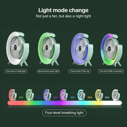 S SUNSBELL Fans and Table Lamp, 360° Rotatable Desk Fans, 3 Speeds Adjustable Table Fan with Ambient Light, 1800mah Rechargeable Travel Fan Colorful Night Lights for Bedroom Home Office Outdoor
