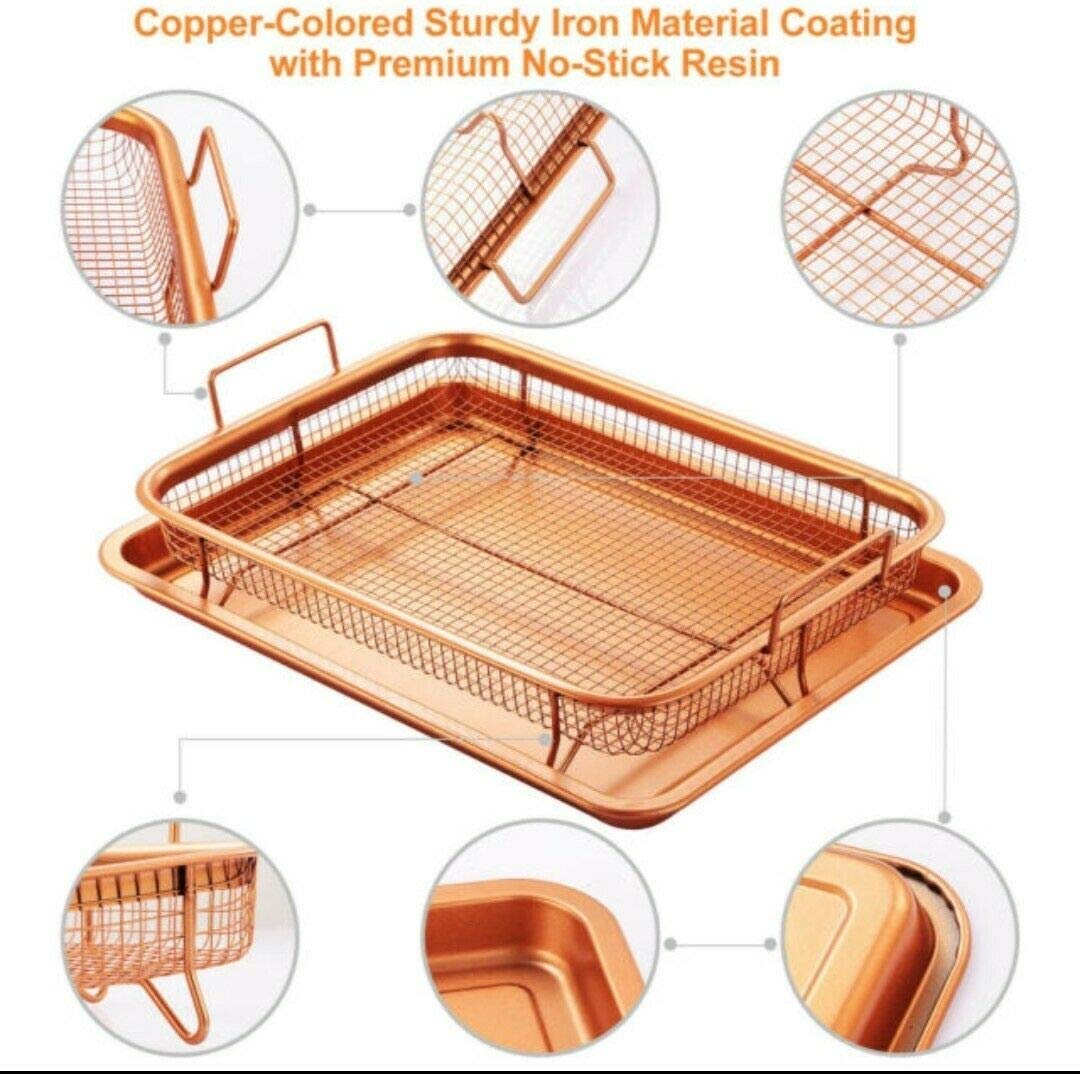 Oven Baking Tray, Copper, Excellent Chips Crisping Basket Set, Oven Use