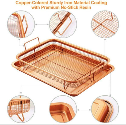 Oven Baking Tray, Copper, Excellent Chips Crisping Basket Set, Oven Use