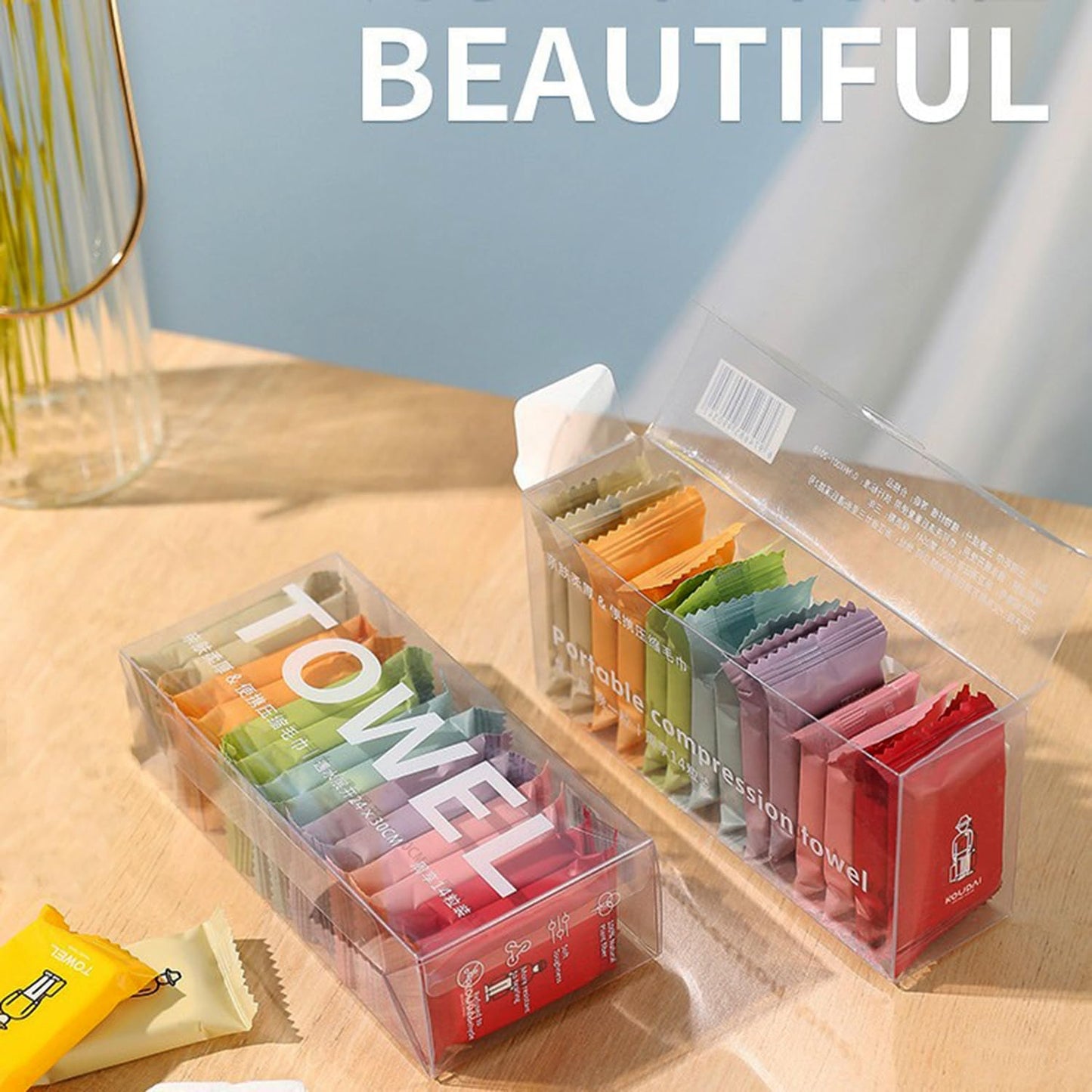 YANCI® 14pcs Compressed Face Towel Tablets, 11x9.5 Inches Hand Wipes Extra Large & Thick Portable Compact Disposable Cotton Travel Towel Coin Tissues Handy for Outdoor, Traveling, Home Wipes, Beauty