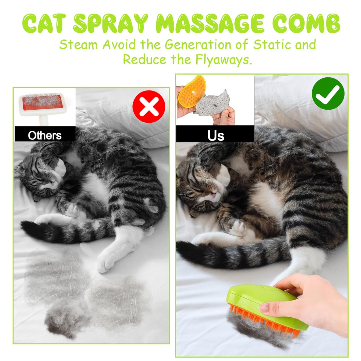 71Nmly 3 In1 Steamy Cat Brush - Self Cleaning, Rechargeable, Multifunctional Grooming Brush for Pet Hair Removal