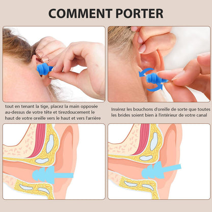 Cheerhom 12 x Anti-Noise Earplugs with Box, Flexible Silicone Earplug for Sleeping, Hearing Protection Travel for Shower, Swimming, Work