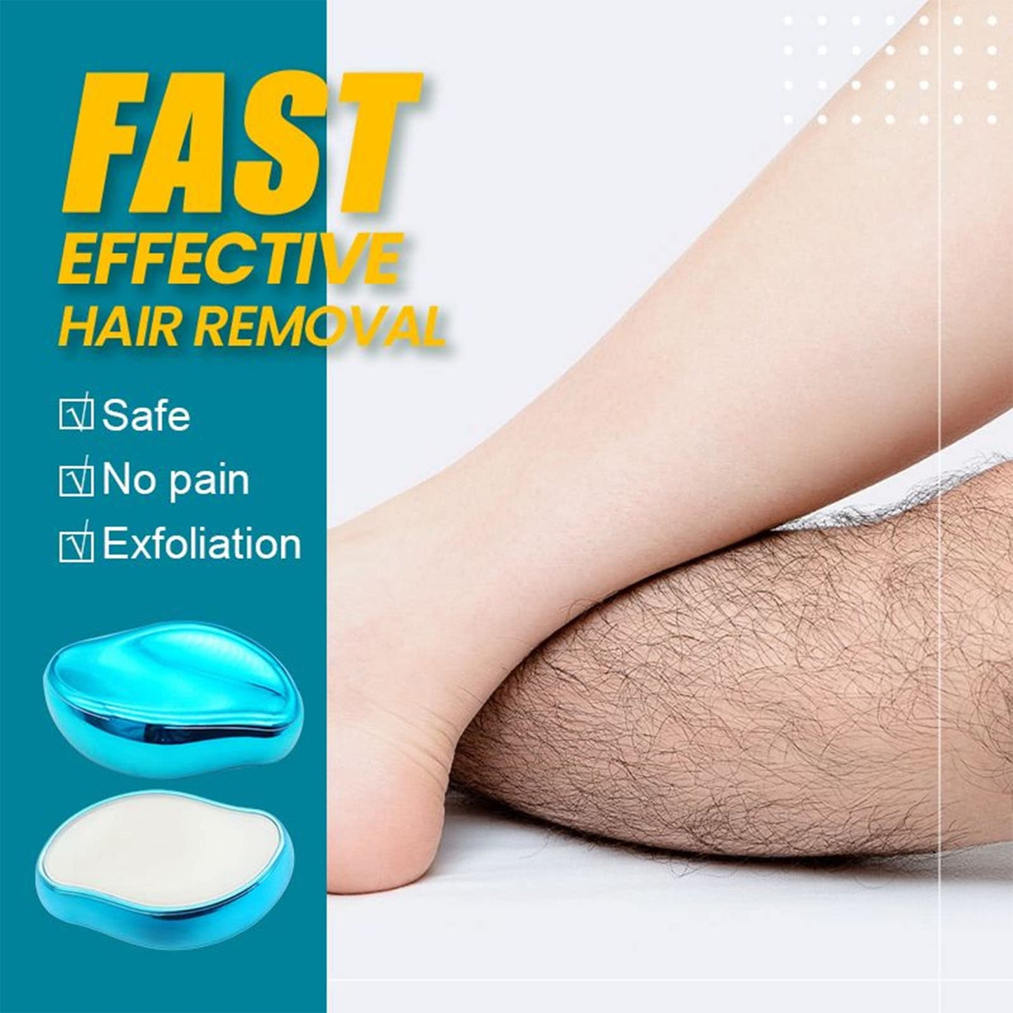 Crystal hair eraser, bleame crystal crystal hair eraser, painless magic crystal epilator, for men and women, hair removal eraser exfoliating tool, for arms, back, any area (blue)