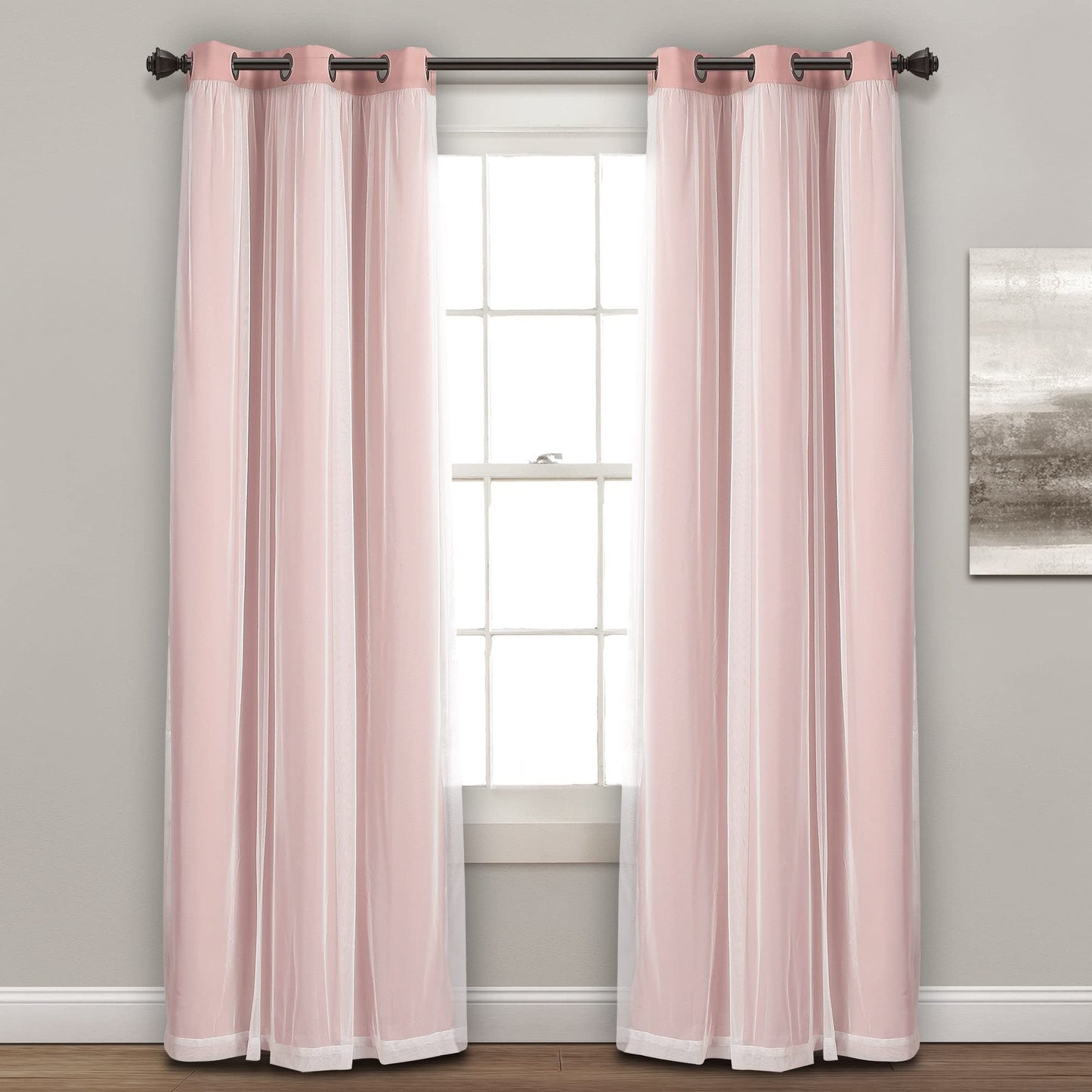 Voile Sheer Panel Pair with Insulated Blackout Room Dark,Rich steel Grommet, Set of 1 Panel