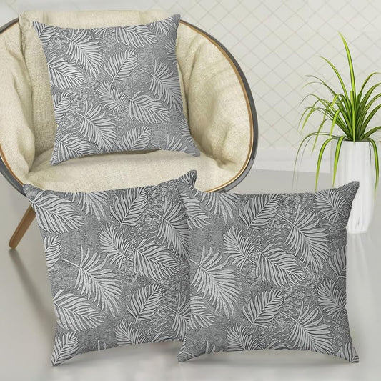 INTEX HOME Cushion Covers, Analia Floral Design, Premium Linen Velvet Fabric, Wrinkle-Resistant and Ultra-Soft, 40×40 cm, Set of 3, Grey, Decorative Pillow Covers for Sofas and Bedroom Décor
