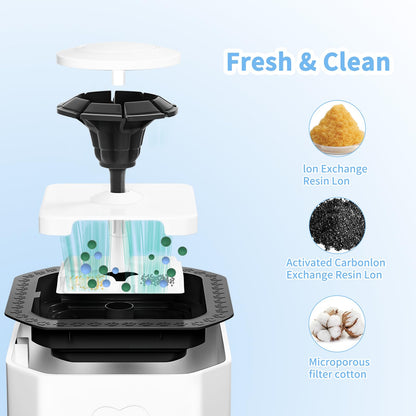 Rarxix Cat Water Fountain 2.5 L, Automatic Cat Water Fountain, Super Silent Water Pump, 3 Water Flow Models, Con 3 Filters