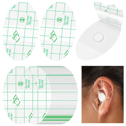 DMG TECH 60 Pieces Baby Waterproof Ear Stickers Ear Covers for Swimming Shower Ear Protectors with Ear Plugs for Kids Newborn Disposable Ear Covers for Shower Surfing Snorkeling and Other Water Sports