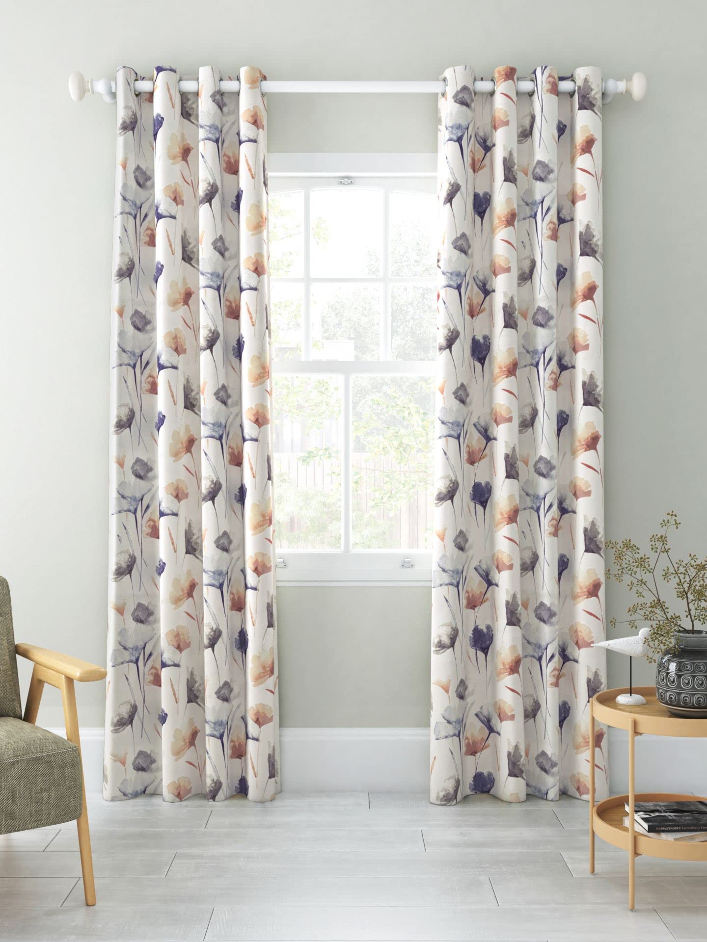 INtex Curtains Linen Velvet Sabia Curtains-Modern Multi Colour Sheer Design-Steel Grommets -1 Piece Multicolor 140W x 230L CM