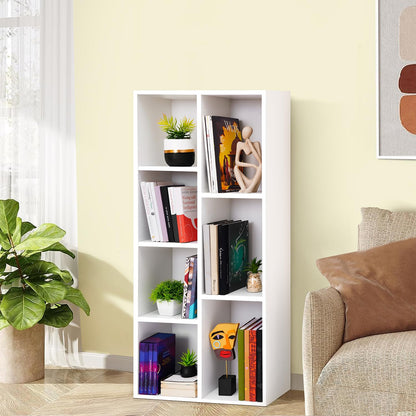 DIY 7-Cube Engineered Wood Book Shelf, a Multipurpose Open Storage Organizer and Book Stand for Home, Office, or Study Room, presented in a clean and modern White finish