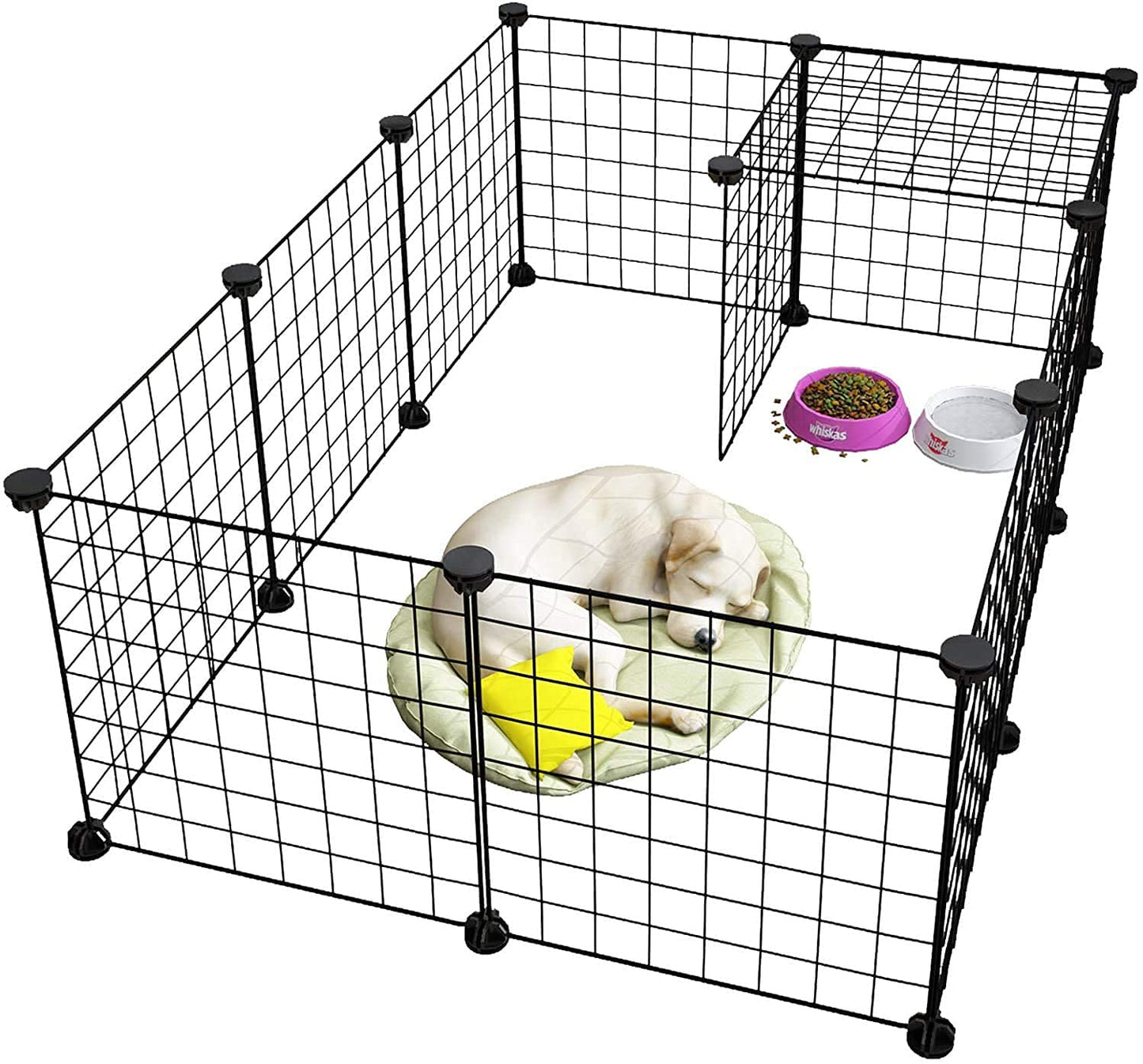 Portable Metal Pet Exercise Pen (12 Pieces, Black)