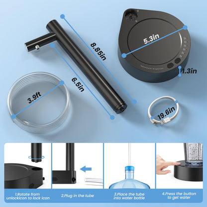 Desktop Water Dispenser - 5 Gallon Water Dispenser Universal, Smart Table Water Dispenser with LED Lights, Bedside Water Jug Dispenser, Automatic Drinking Water Bottle Pump for Home, Office, Camping