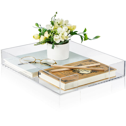 Stackable A4 Acrylic Letter Tray for Desk Organization, Clear Paper and File Organizer, Durable Document Storage Box and Desktop Supply Holder for Home and Office, Single Tray