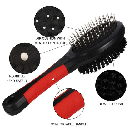 tao pipe Dog Brush Double Sided Dog Comb Dog Grooming Brush Cat Bath Brush Comb Slicker Massage Brush for Dogs & Cats Short and Long Hair