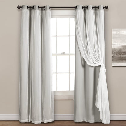 Voile Sheer Panel Pair with Insulated Blackout Room Dark,Rich steel Grommet, Set of 1 Panel