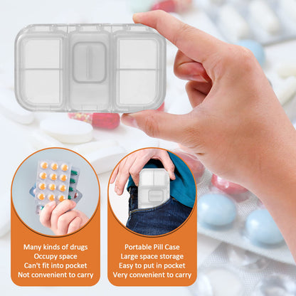 Roucerlin Pill Cutter for Small or Large Pills, Transparent Pill Splitter, Portable Pill Organizer with Stainless Steel Blade, Tablet Divider for Vitamins Big Medicine (White)
