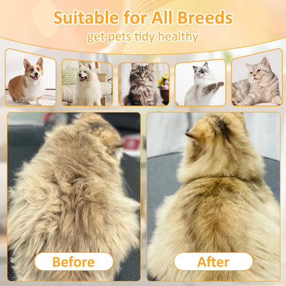 Necomi 3 in 1 Steam Cat Brush - Self Cleaning Massage Brush for Removing Static, Tangled and Loose Hair - Pet Hair Removal Comb for Cats and Dogs