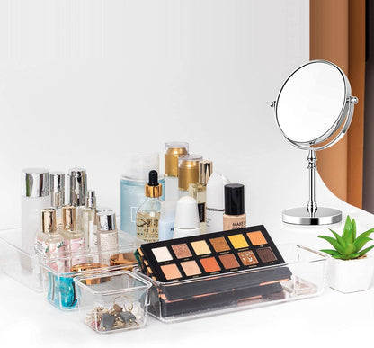 Kepzell 10 Pcs Drawer Organizer plastic Trays Storage Tray for Makeup, Jewelries, Utensils in Bedroom Dresser, Office and Kitchen (10 Pcs Drawer (Model-2))