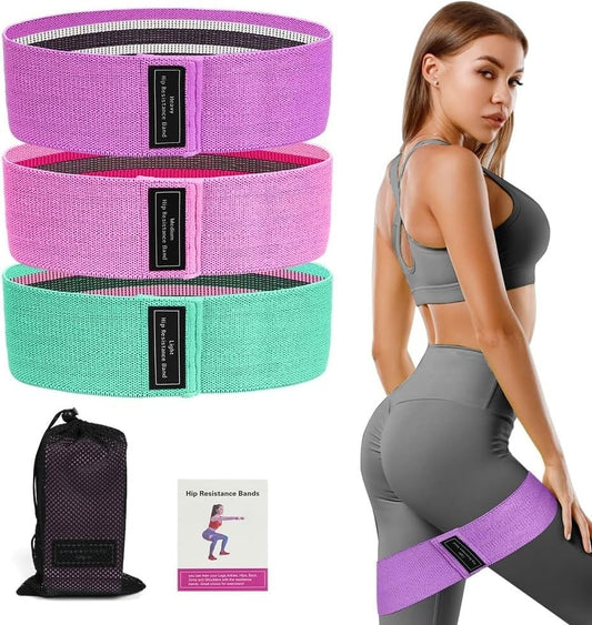 flintronic Fabric Resistance Bands, Exercise Bands Set of 3, Non-Slip Booty Bands with 3 Resistance Levels, Workout Fitness Bands for Hips & Glute, Women/Men/Beginners/Yoga, Strength Training