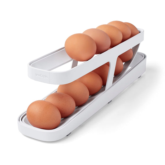 YouCopia RollDown Refrigerator Dispenser, Eggs Holder for Fridge Storage, White