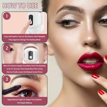 YelaJoy Heated Eyelash Curlers,USB Rechargeable Electric Eyelash Curlers,Natural Curling Eyelash Heated Curler with 3 Heat Modes LCD Display,for Women Makeup Accessories,Eyelash Long Lasting (White)