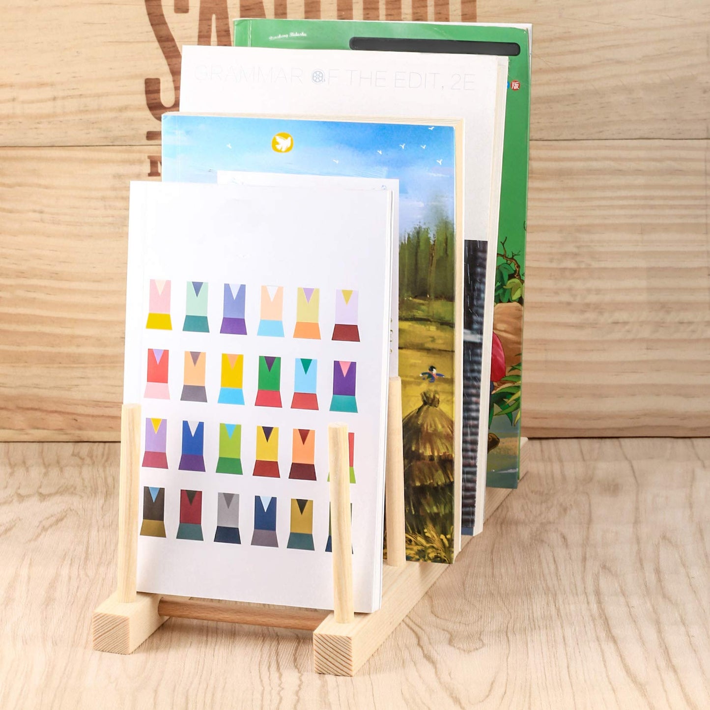 HAOCHEN 2 PCS Wooden Dish Drainer, Kitchen Wood Dish Plates Storage Tray Holder Rack, Dish Drying Drainer Rack, Wooden Storage Organizer for Plate, Cup, Pot Lid, Board, Tableware, Books, Wine Glass