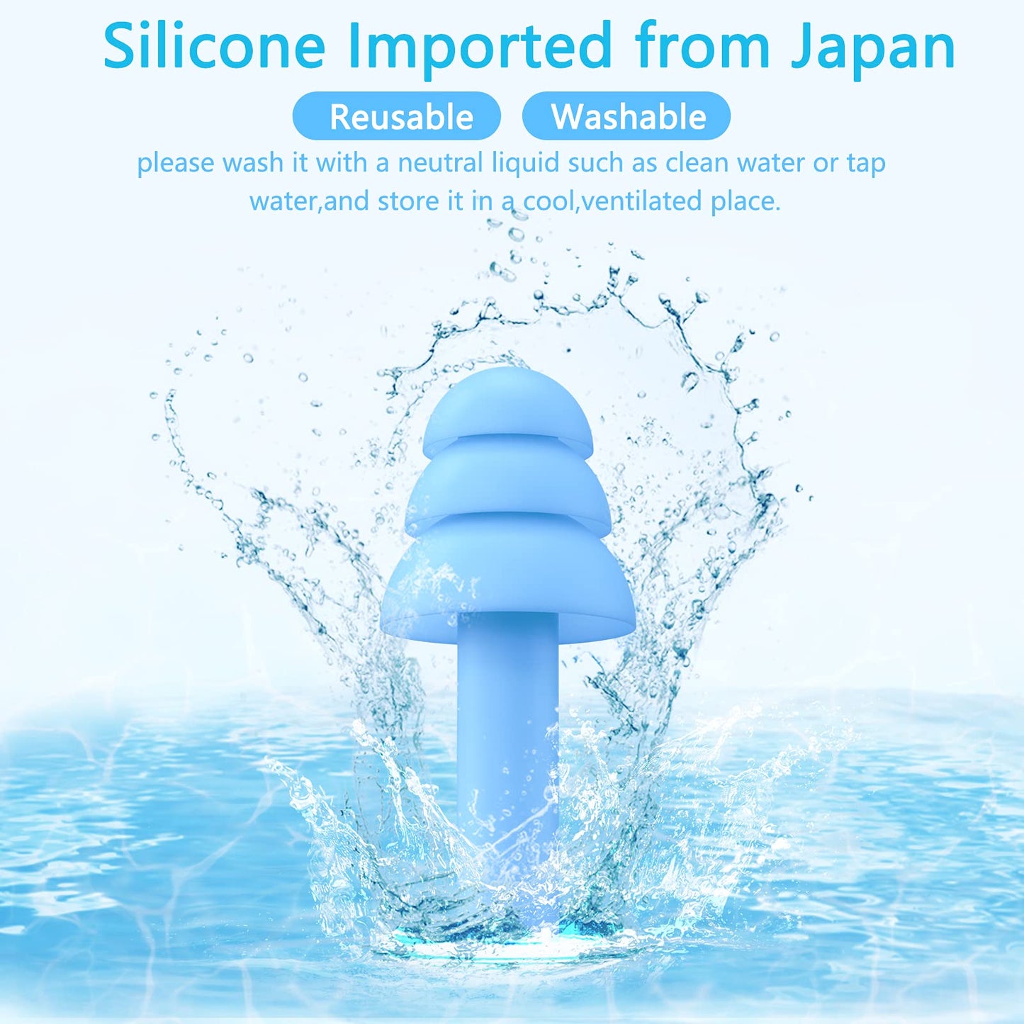 Szlishuo Reusable Silicone Earplugs, 8 Pairs of Noise Reduction Ear Plugs, Suitable for Sleeping, Swimming, Snoring, Concerts, Airplanes, Travel, Work, Noisy Places