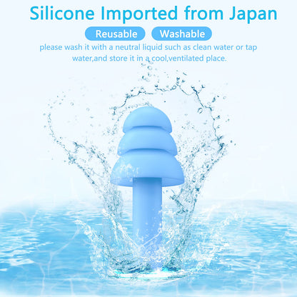 Szlishuo Reusable Silicone Earplugs, 8 Pairs of Noise Reduction Ear Plugs, Suitable for Sleeping, Swimming, Snoring, Concerts, Airplanes, Travel, Work, Noisy Places