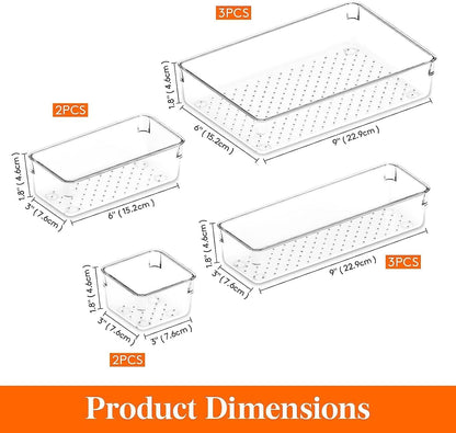 Kepzell 10 Pcs Drawer Organizer plastic Trays Storage Tray for Makeup, Jewelries, Utensils in Bedroom Dresser, Office and Kitchen (10 Pcs Drawer (Model-2))
