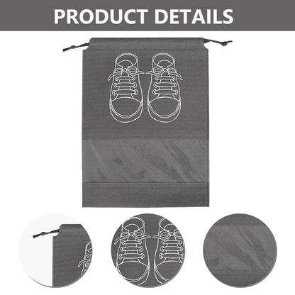 YHQZ 5 Pcs Large Shoe Storage Bags,Shoe Bags for Travel,Dustproof Drawstring Shoes Bags,Shoe Travel Bag,Drawstring Non-Woven Shoes Storage Bags with Transparent Window for Daily and Travel Use(Grey)