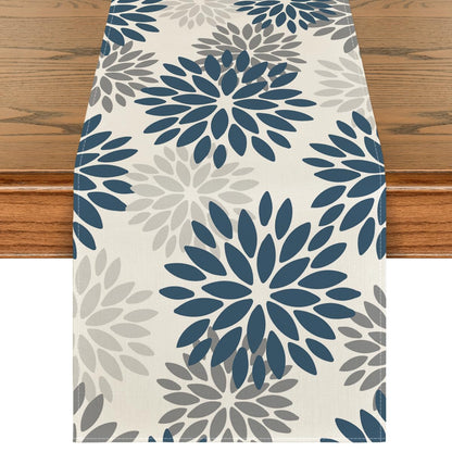INTEX HOME Velvet Floral Table Runner, Soft Linen Fabric, Machine Washable, Rectangular Design, 1 Piece, 45 x 135 cm, Black x Grey, Dining Table Decoration for Home, Events and Special Occasions