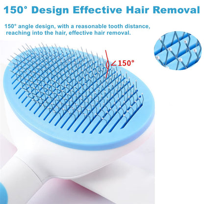 JUWANTU Self-Cleaning Slicker Brush for Pet Grooming - Massaging Tool for Long and Short Hair, Gently Removes Loose Undercoat and Mats