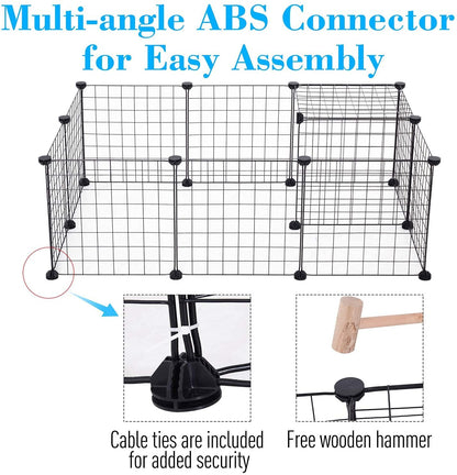 Metal Rabbit Cage (12 Count) - Easy Assembly - Black - 35cm x 35cm x 35cm