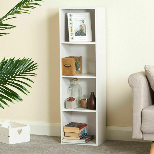 4-Tier Wooden Bookcase and Storage Display Shelving Unit, Classic Freestanding Design in a Clean White Finish, Versatile Organizer for Living Room, Bedroom or Office
