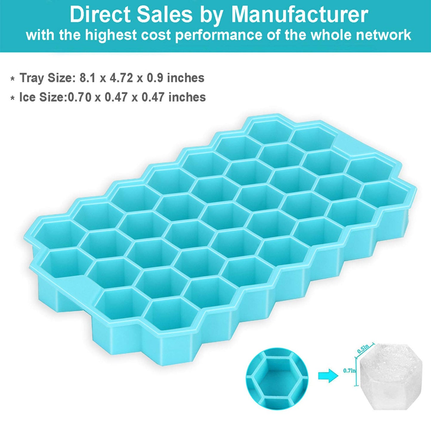 Azyh Ice Cube Trays with Lid, 2 Pack Silicone Ice Cube Trays with Lid-37 Grid, Easy-Release 74 PCS Small Ice Cubes for Iced Coffee Cocktail Whisky Chocolate Soup Food,BPA Free,Durable,Dishwasher Safe